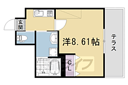 阪急京都本線 西京極駅 徒歩13分の賃貸マンション 1階1Kの間取り