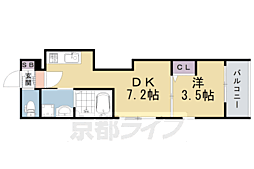 JR山陰本線 花園駅 徒歩9分の賃貸アパート 2階1DKの間取り