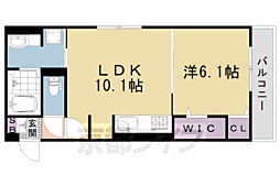 阪急京都本線 西京極駅 徒歩14分の賃貸アパート 3階1LDKの間取り