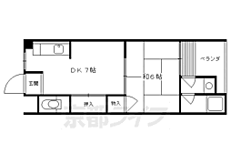 阪急嵐山線 嵐山駅 徒歩11分の賃貸マンション 2階2Kの間取り