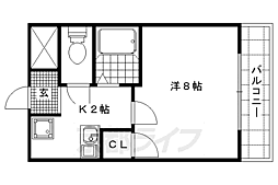 JR山陰本線 嵯峨嵐山駅 徒歩10分の賃貸アパート 2階1Kの間取り