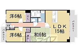 JR山陰本線 花園駅 徒歩8分の賃貸マンション 1階3LDKの間取り
