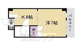 阪急京都本線 西京極駅 徒歩7分の賃貸マンション 2階1Kの間取り