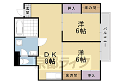 阪急京都本線 桂駅 徒歩19分の賃貸マンション 4階2DKの間取り
