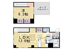 阪急嵐山線 上桂駅 徒歩13分の賃貸マンション 4階1LDKの間取り
