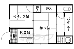 阪急京都本線 桂駅 徒歩22分の賃貸アパート 1階2Kの間取り