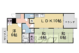 阪急京都本線 桂駅 徒歩20分の賃貸マンション 1階3LDKの間取り