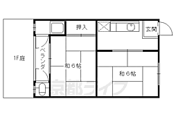 阪急京都本線 桂駅 徒歩15分の賃貸アパート 1階2Kの間取り