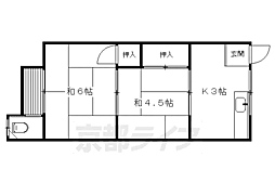 久世荘 2階2Kの間取り