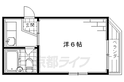 京阪本線 藤森駅 徒歩1分の賃貸マンション 3階ワンルームの間取り