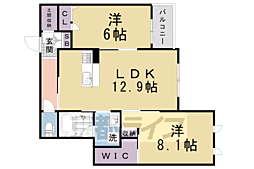 京阪本線 丹波橋駅 徒歩12分の賃貸マンション 1階2LDKの間取り