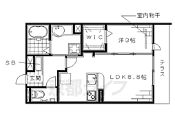 近鉄京都線 竹田駅 徒歩10分の賃貸アパート 1階1LDKの間取り