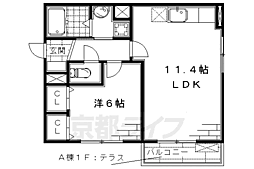 JR奈良線 JR藤森駅 徒歩5分の賃貸アパート 1階1LDKの間取り