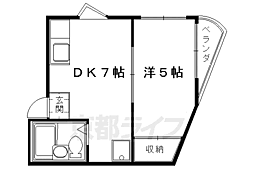 京阪宇治線 桃山南口駅 徒歩2分の賃貸マンション 3階1DKの間取り