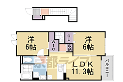 JR東海道・山陽本線 向日町駅 徒歩35分の賃貸アパート 2階2LDKの間取り