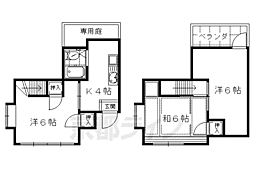京阪本線 墨染駅 徒歩10分の賃貸アパート 1階3Kの間取り