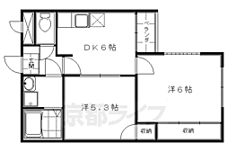 京阪本線 墨染駅 徒歩8分の賃貸マンション 2階2DKの間取り