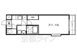京都市営烏丸線 くいな橋駅 徒歩11分の賃貸マンション 4階1Kの間取り