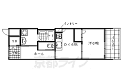 京阪本線 淀駅 徒歩8分の賃貸マンション 5階1DKの間取り