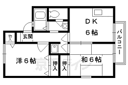 近鉄京都線 向島駅 徒歩13分の賃貸アパート 2階2DKの間取り