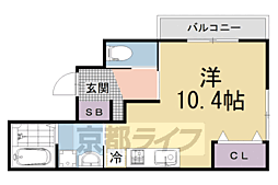 京阪本線 龍谷大前深草駅 徒歩5分の賃貸アパート 2階ワンルームの間取り