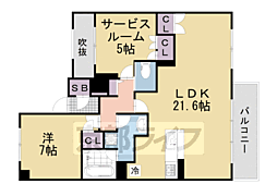 JR奈良線 桃山駅 徒歩5分の賃貸マンション 2階1SLDKの間取り
