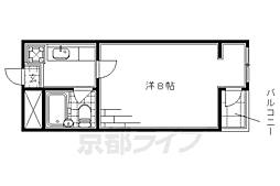京都市営烏丸線 竹田駅 徒歩5分の賃貸マンション 3階1Kの間取り