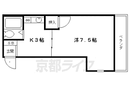 京阪本線 丹波橋駅 徒歩6分の賃貸マンション 3階1Kの間取り