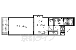 京阪本線 伏見桃山駅 徒歩5分の賃貸マンション 2階1DKの間取り