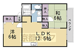 セジュールサンダイヤ 1階2LDKの間取り