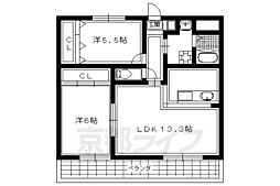 シャルマングレーヌ 2階2LDKの間取り