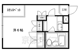 阪急京都本線 西院駅 徒歩5分の賃貸マンション 3階1Kの間取り