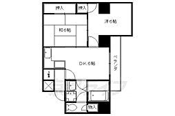 JR山陰本線 二条駅 徒歩5分の賃貸マンション 2階2DKの間取り