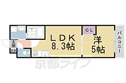 京阪本線 鳥羽街道駅 徒歩4分の賃貸マンション 1階1LDKの間取り