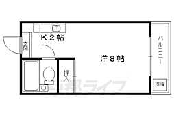 京阪宇治線 観月橋駅 徒歩10分の賃貸マンション 2階1Kの間取り