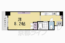 エスポワール京都 4階1Kの間取り