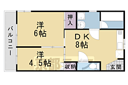 阪急京都本線 桂駅 4.1kmの賃貸マンション 4階2DKの間取り