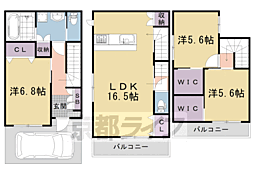 阪急京都本線 西京極駅 徒歩11分の賃貸一戸建て 3LDKの間取り