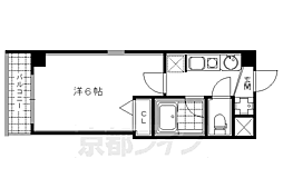 京都地下鉄東西線 京都市役所前駅 徒歩6分の賃貸マンション 3階1Kの間取り