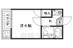 京阪本線 淀駅 徒歩9分の賃貸アパート 1階1Kの間取り