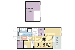 ジラソーレ長岡京 2階1Kの間取り