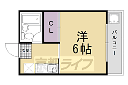 阪急京都本線 西院駅 徒歩5分の賃貸マンション 1階1Kの間取り