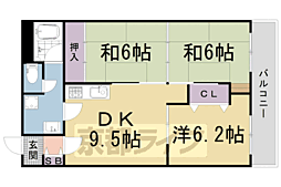 JR山陰本線 円町駅 徒歩6分の賃貸マンション 1階3LDKの間取り