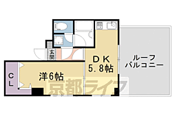 阪急京都本線 西京極駅 徒歩9分の賃貸マンション 5階1DKの間取り