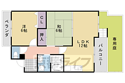 阪急京都本線 桂駅 徒歩15分の賃貸マンション 1階2LDKの間取り