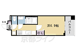 プレサンス京都東寺 7階1Kの間取り