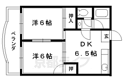 近鉄京都線 近鉄丹波橋駅 徒歩2分の賃貸マンション 1階2DKの間取り