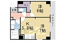 JR東海道・山陽本線 向日町駅 徒歩29分の賃貸マンション 1階2DKの間取り