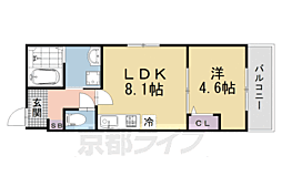 京阪本線 中書島駅 徒歩7分の賃貸マンション 2階1LDKの間取り