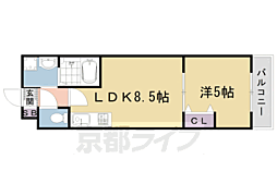 JR山陰本線 二条駅 徒歩8分の賃貸マンション 4階1LDKの間取り